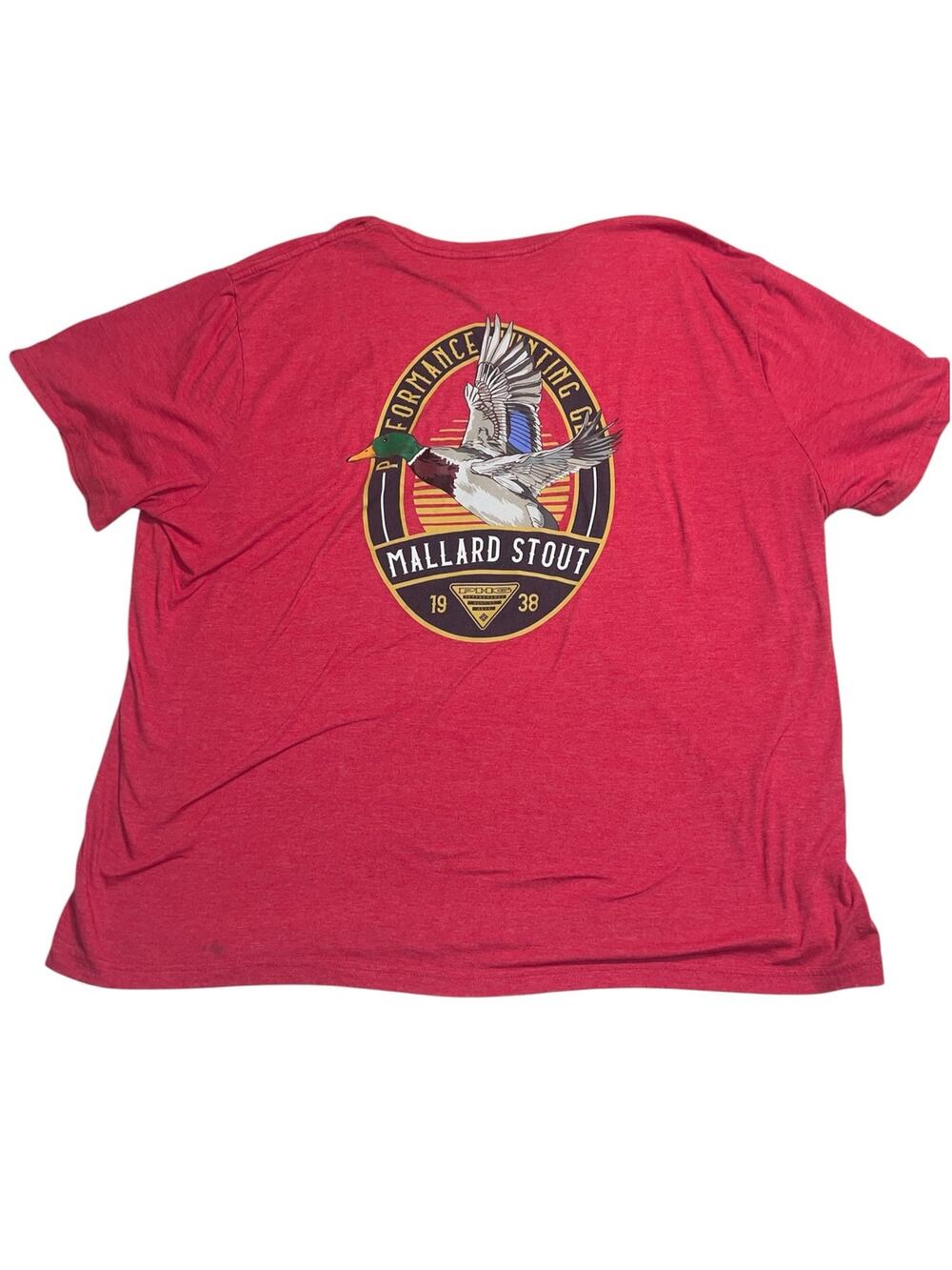 COLUMBIA PFG Men's Red Graphic T-Shirt Size 4X